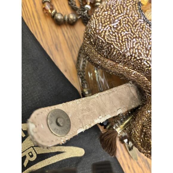 MARY FRANCES “PAINTER’S PALETTE” GOLD/RAINBOW BEADED HANDBAG/PURSE w/DUSTBAG - Picture 10 of 10